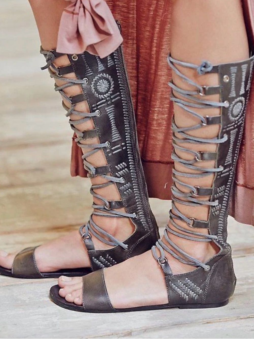 FREE PEOPLE Leather Bellflower Gladiator Sandals EU Size 36 US 5.5 or 6